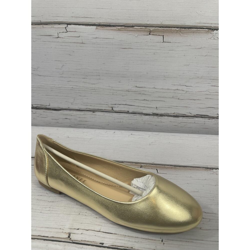 Journee Collection Kavn Shoes Womens Size 7.5 Gold Ballet Flats Comfort New Box